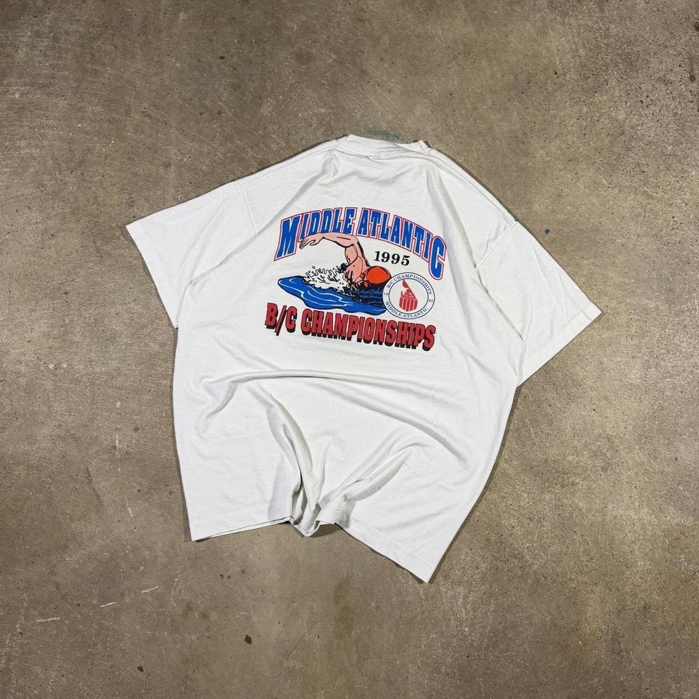 90s single stitch obscure  middle Atlantic swimming distressed graphic t shirt